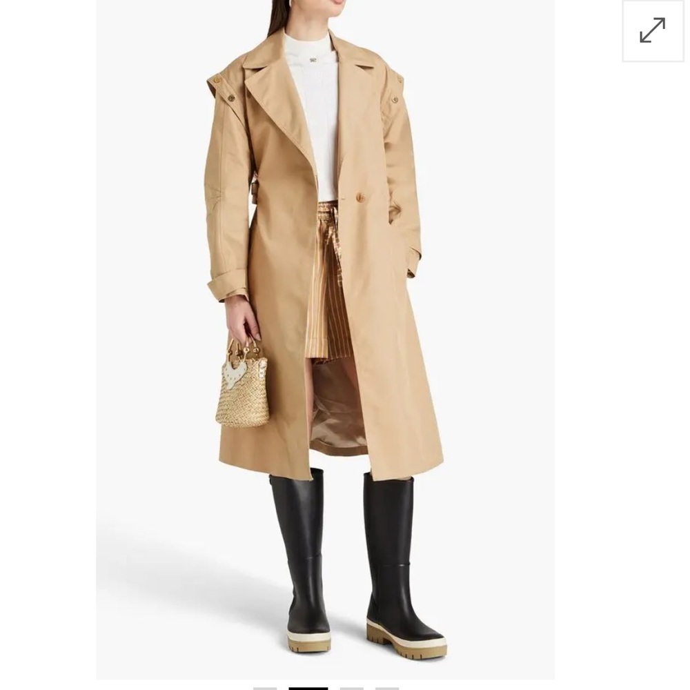 Sandro Button Gabardine Trench Coat in Beige